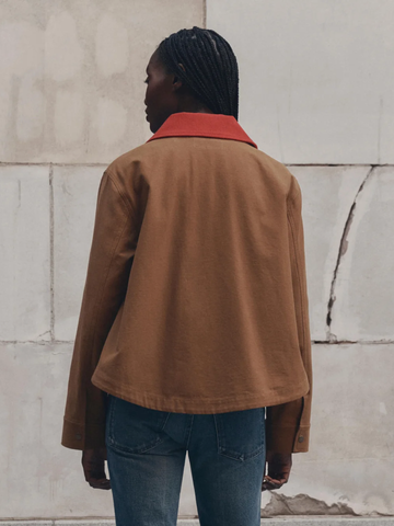 The Swingy Jacket in Rust With Bright Red