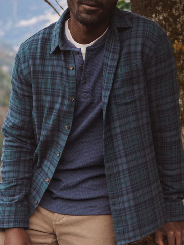 Tahoe Flannel Shirt in Green and Navy Plaid