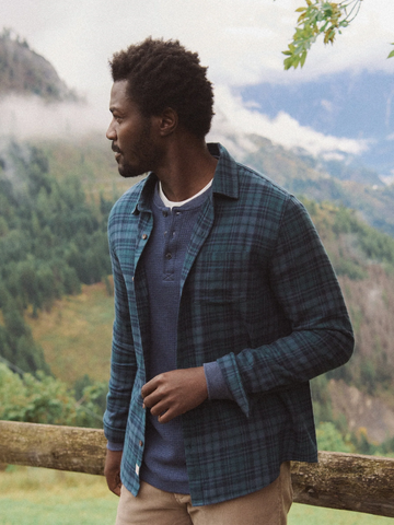 Tahoe Flannel Shirt in Green and Navy Plaid