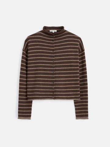 Taylor Striped Cardigan in Chocolate/Truffle