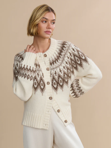 Thatcher Crewneck Cardigan in Ivory
