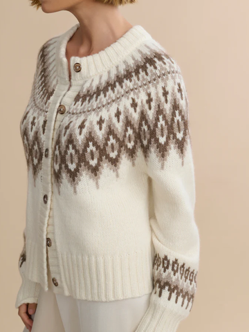 Thatcher Crewneck Cardigan in Ivory