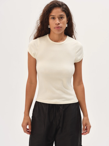 The Baby Rib Baby Tee in Creme