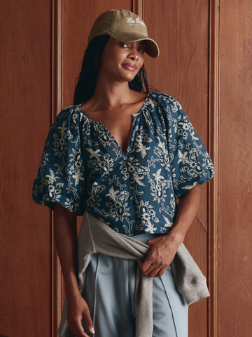 The Blythe Top in Indigo Bandana