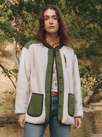 The Plush Tundra Jacket in Cream & Army Green