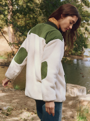 The Plush Tundra Jacket in Cream & Army Green