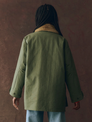The Quilted Liner Parka - Army with Hot Orange