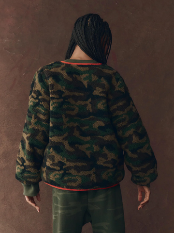 The Reversible Plush Bomber - Camo and Hot Red