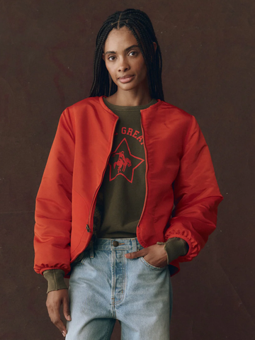 The Reversible Plush Bomber - Camo and Hot Red