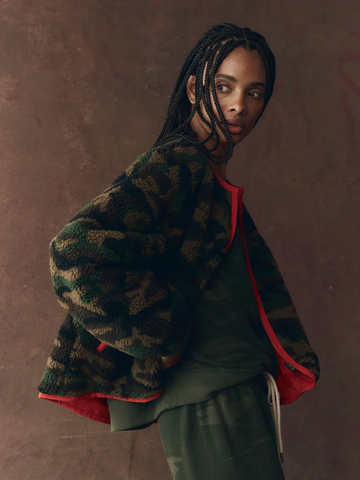 The Reversible Plush Bomber - Camo and Hot Red
