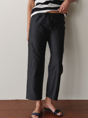 The Silk Taffeta Cargo Pant in Jet
