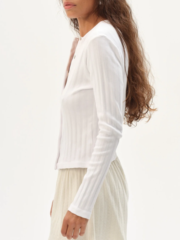 The Varied Rib Cardigan in Powder