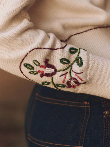 The Western Beaded Cardigan in Natural