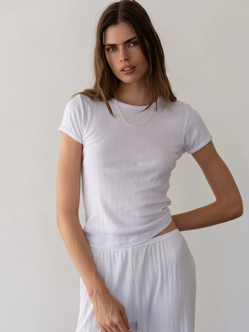 The Pointelle Baby Tee in Powder
