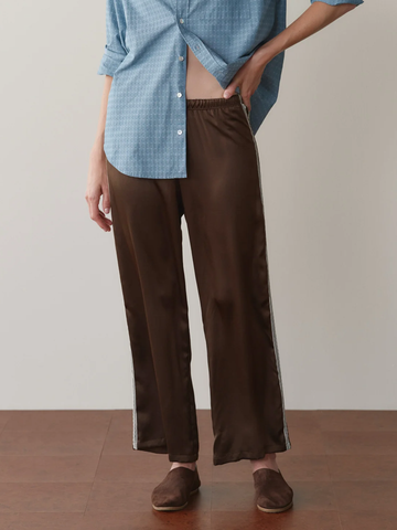 The Silk Lace Stripe Crop Pant in Espresso