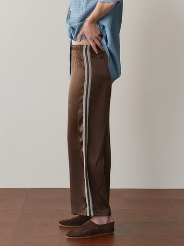 The Silk Lace Stripe Crop Pant in Espresso