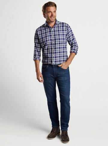 Truett Cotton Sport Shirt in Navy