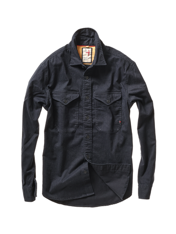 Utility Workshirt in Dark Navy Tick Stripe