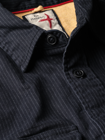 Utility Workshirt in Dark Navy Tick Stripe