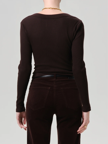 Varra Henley Top in Chocolate