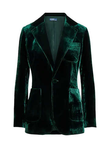 Silk-Blend Velvet Blazer in Jade