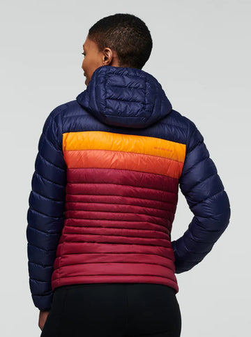 Fuego Down Hooded Jacket in Maritime/Raspberry