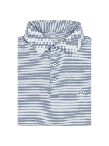 The Whaler Heather Stripe Polo in Fleet Navy & White