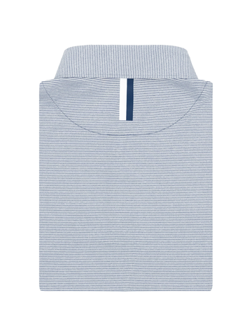 The Whaler Heather Stripe Polo in Fleet Navy & White