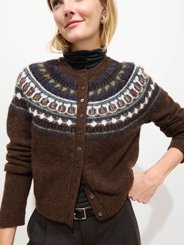 Charlotte Fairisle Sweater in Wool in Chestnut
