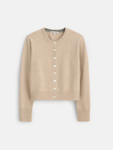 Elizabeth Street Cardigan in Merino Wool in Biscuit