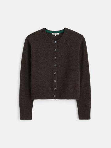 Elizabeth Street Cardigan in Merino Wool in Coffee