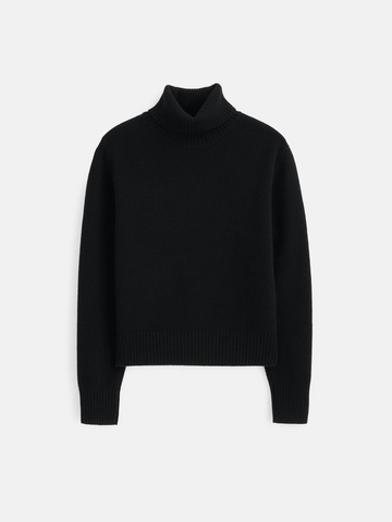 Blair Turtleneck Sweater in Washed Cashmere in Black