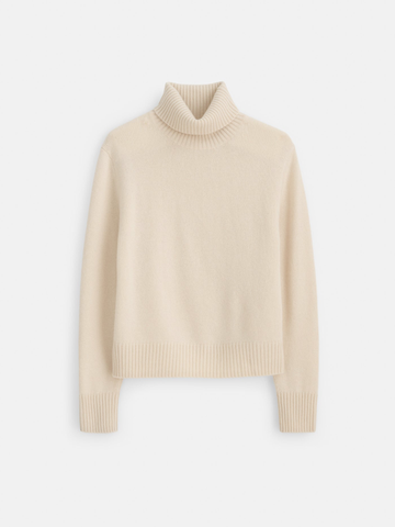 Blair Turtleneck Sweater in Washed Cashmere in Cream