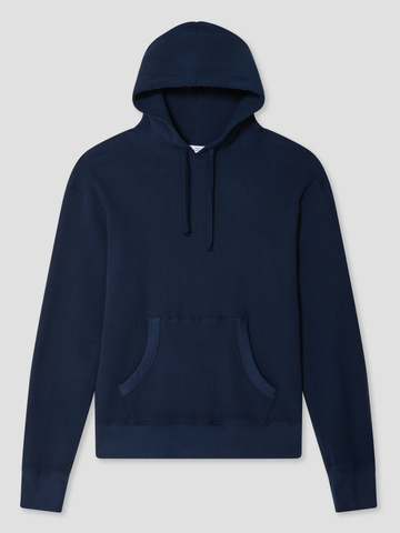 Waffle Pullover Hoodie in Navy