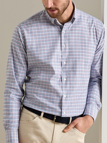 Wayne Performance Twill Sport Shirt in Blue Freesia
