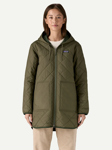 Women's Diamond Quilted Parka in Basin Green