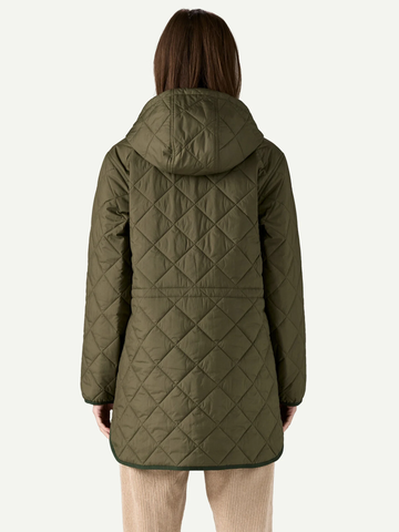 Women's Diamond Quilted Parka in Basin Green