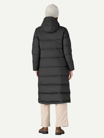 Women's Silent Down Long Parka in Black