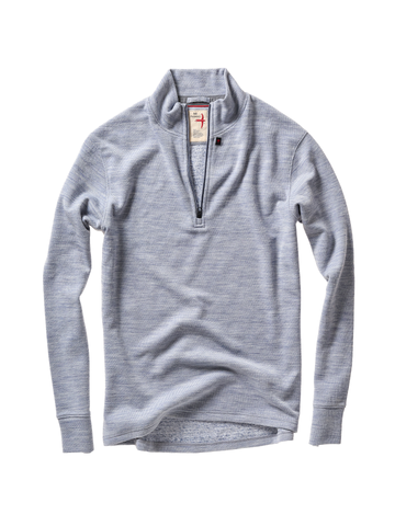 Wool/Cttn Quarter-Zip in Light Blue