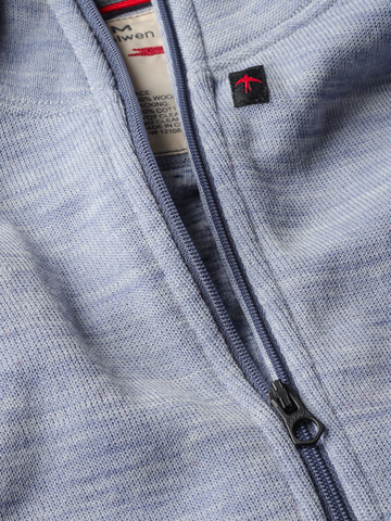 Wool/Cttn Quarter-Zip in Light Blue