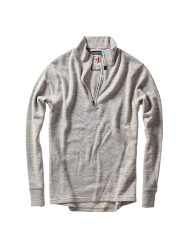 Wool/Cttn Quarter-Zip in Light Grey