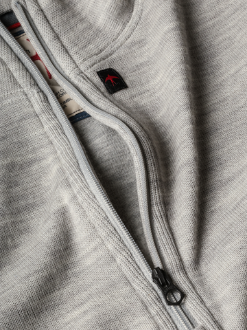 Wool/Cttn Quarter-Zip in Light Grey
