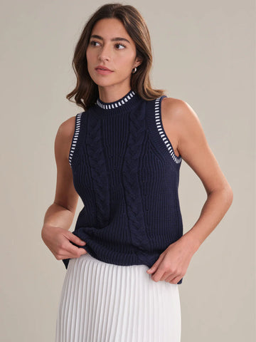 Zoey Cable Demi Tank in Dark Blue