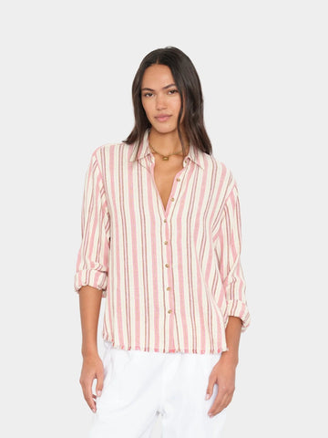 Bowie Shirt in Dusty Pink Stripe