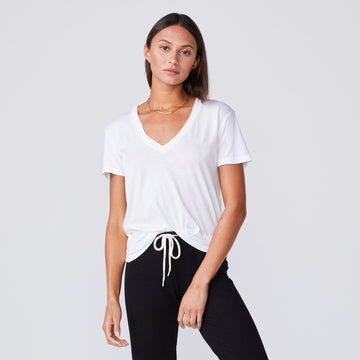 Relaxed V Neck Tee - White