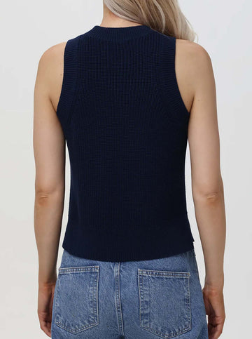 Demi High Neck Crew Tank in Black