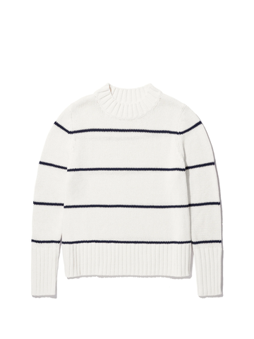 The Tatum in Cream & Navy Ministripe