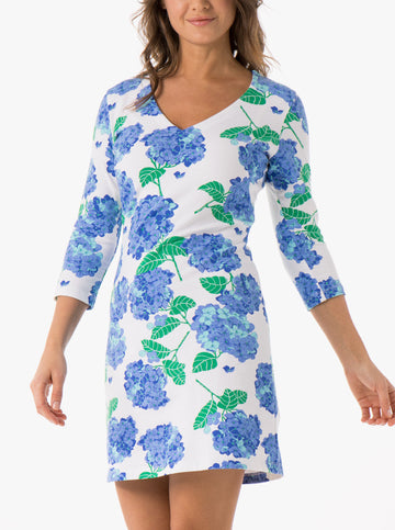 Palm Dress - Hydrangea Walk in Blue