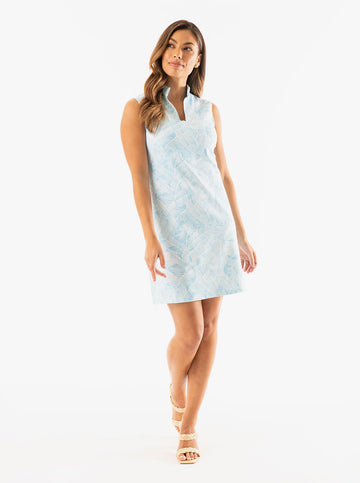 Schooner Dress in Dancing Vines in Sky